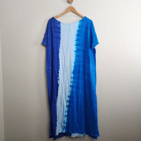 NEW Free People Ice Cream Sundae Blue Ombre Tie-Dye Maxi Cotton Dress - Picture 14 of 15